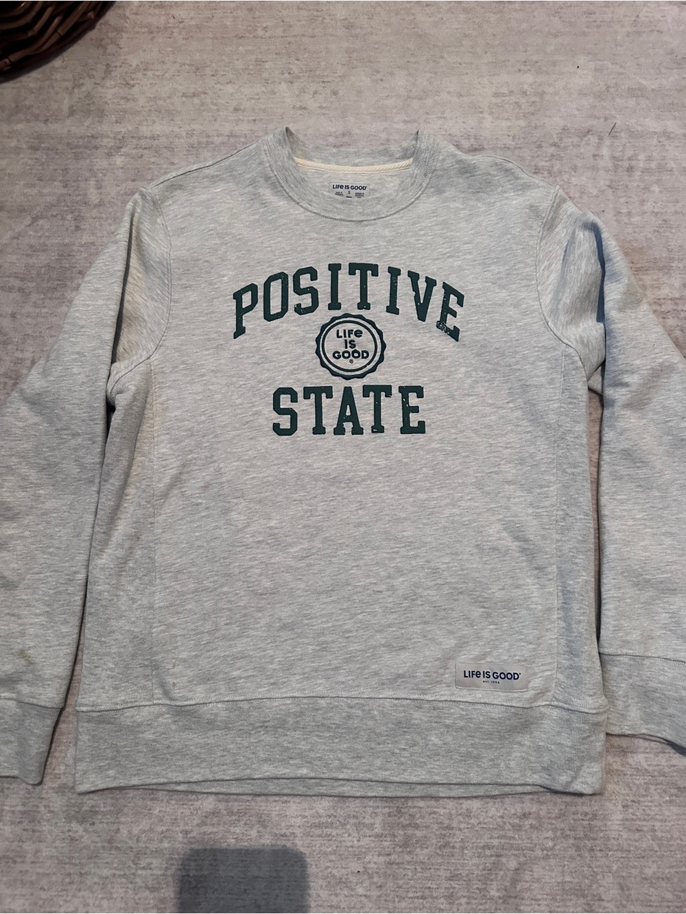Life is Good Men's 'Positive State' Crewneck Sweatshirt - Light Gray